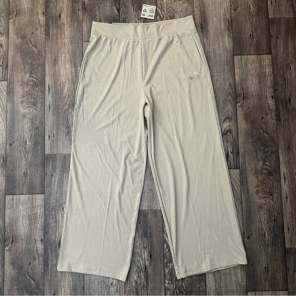 Puma Wide Leg Straight Ribbed Active Pants Women’s Size XL Oak Branch